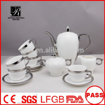 P &amp; T 2015 nouveau produit 15pcs design en argent porcelaine set de thé set de thé set